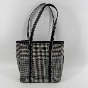 Lauren Ralph Lauren Tote Bag Womens Medium Black Houndstooth Plaid Shoulder Bag